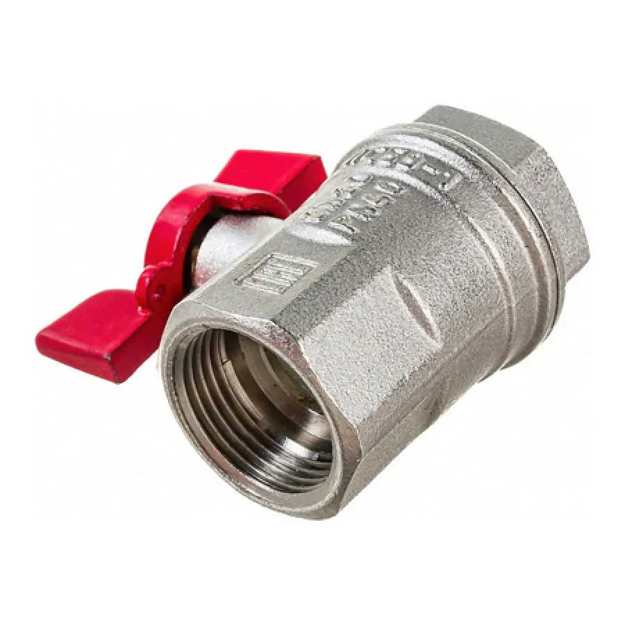 Кран шаровой лат. PREMIUM для ВОДЫ 1" ВР/ВР,бабочка, НИКЕЛИР-Й VALFEX 11Б27фт1М (36/9)